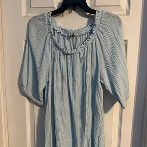 Wonderly Crinkly Gauze Blue Dress Size Large